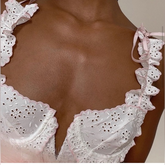 NWT For Love and Lemons Eyelet Swirl Bustier Bra (34A) and matching panties (S) - Picture 10 of 13